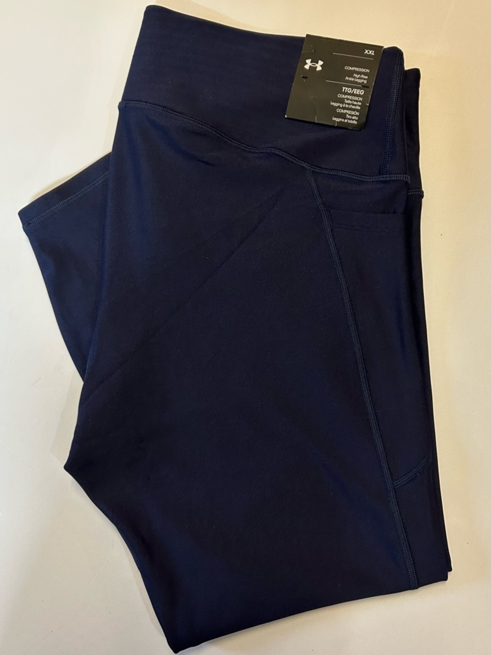 Under Armour Navy High-Rise Compression Ankle Leggings with Side Pocket XXL New